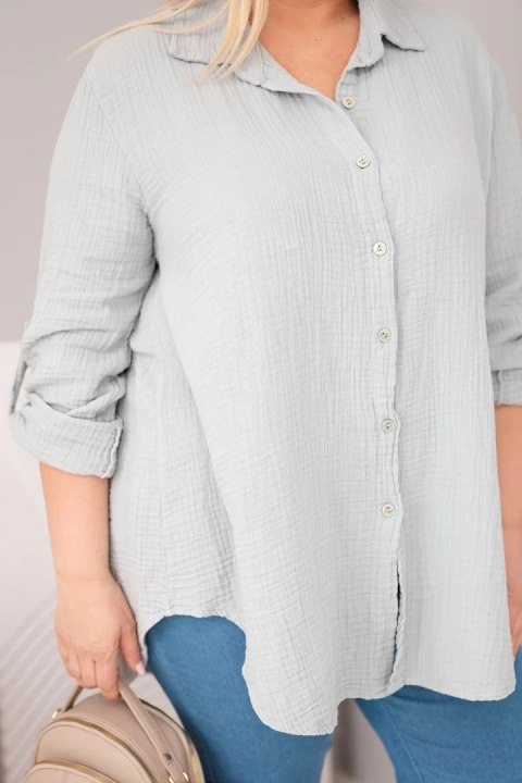 Koszula bawełniana muślinowa Plus Size szary