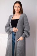 Sweter długi kardigan ciemny szary