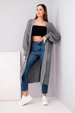 Sweter długi kardigan ciemny szary