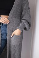 Sweter długi kardigan ciemny szary