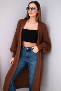 Sweter długi kardigan jasny brązowy