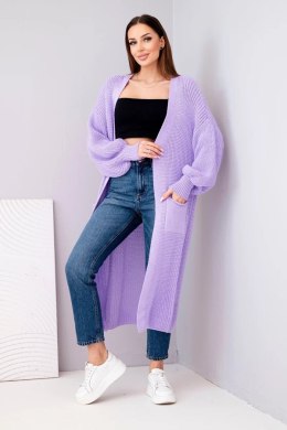 Sweter długi kardigan jasny fioletowy