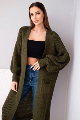 Sweter długi kardigan khaki