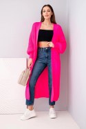 Sweter długi kardigan różowy neon