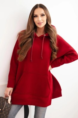 Bluza ocieplana z rozcięciami na bokach bordowa