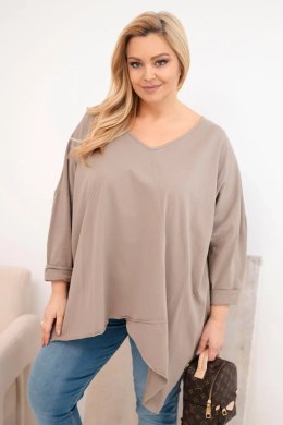 Bluzka damska bawełniana Plus Size z asymetrycznym dołem i dekoltem V fango