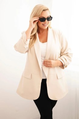 Marynarka damska Plus Size elegancka beżowa