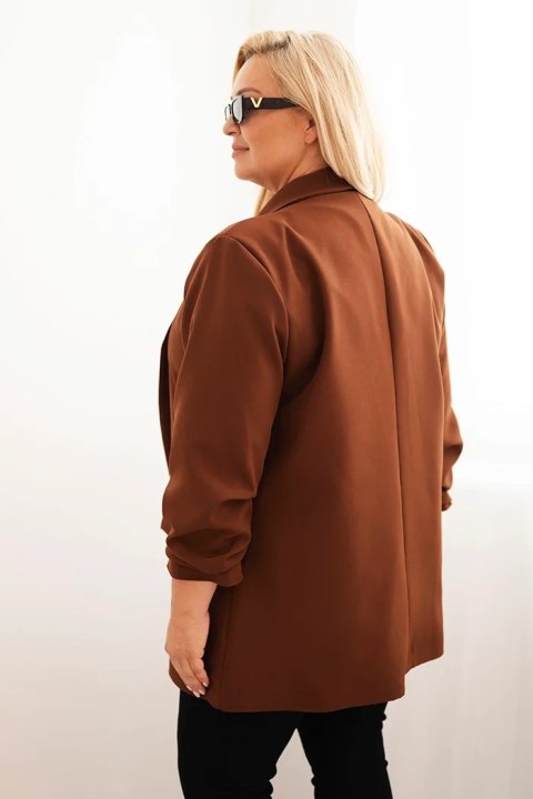 Marynarka damska Plus Size elegancka czekoladowa