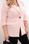 Marynarka damska z wiskozy Plus Size z długim rękawem i kołnierzem cukierkowy róż