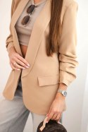 Marynarka z klapami elegancka camelowa