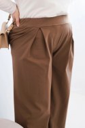 Spodnie damskie Plus Size z szerokimi nogawkami i plisowaniem camelowe