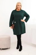 Sukienka damska Plus Size masełko z kieszenią i rękawem 3/4 ciemno zielona