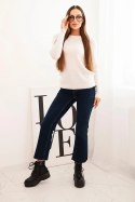 Sweter damski z baby alpaki z długim rękawem beżowy