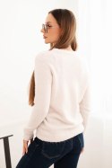 Sweter damski z baby alpaki z długim rękawem beżowy