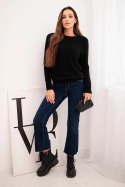 Sweter damski z baby alpaki z długim rękawem czarny
