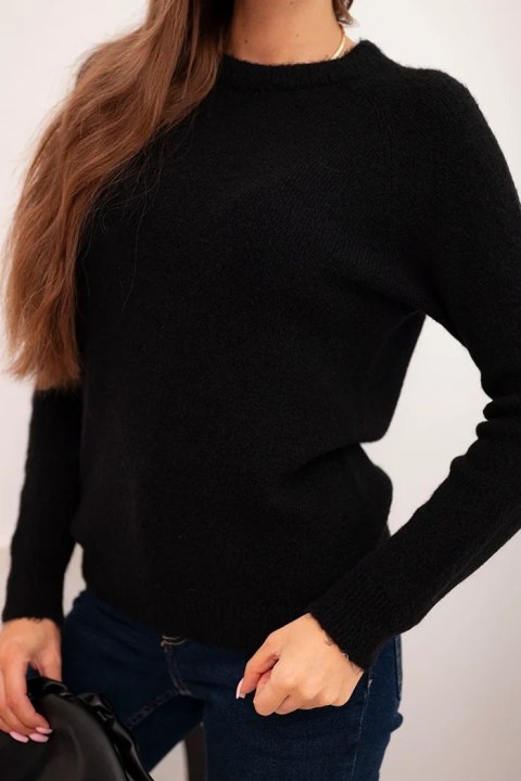 Sweter damski z baby alpaki z długim rękawem czarny