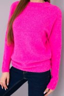 Sweter damski z baby alpaki z długim rękawem różowy neon