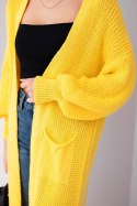 Sweter długi kardigan ciemno żółty