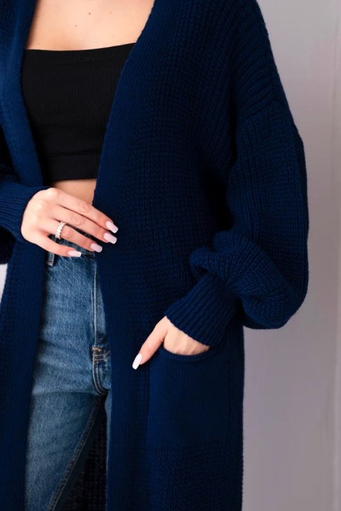 Sweter długi kardigan jasno granatowy
