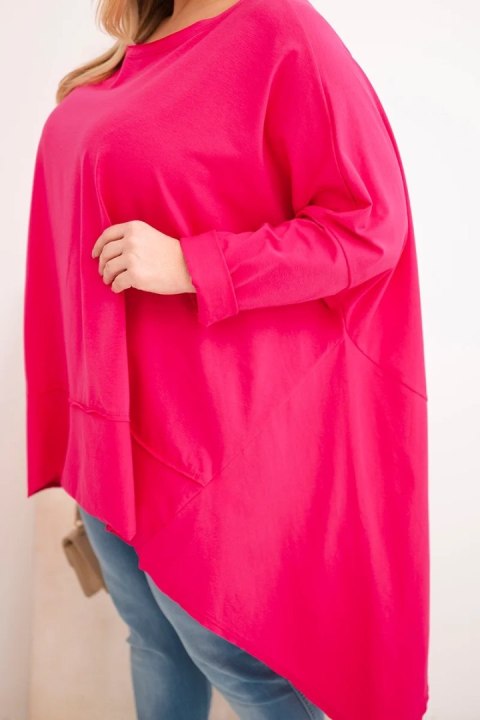 Tunika damska Plus Size z bawełny z asymetrycznym dołem fuksja