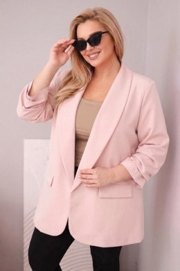 Marynarka damska Plus Size elegancka pudrowy róż