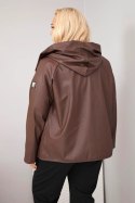 Kurtka damska Plus Size z kapturem i regulowanym dołem brązowa