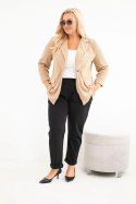 Marynarka damska Plus Size sztruksowa z klapami i kieszeniami camelowa