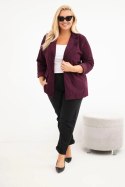 Marynarka damska Plus Size sztruksowa z klapami i kieszeniami śliwkowa