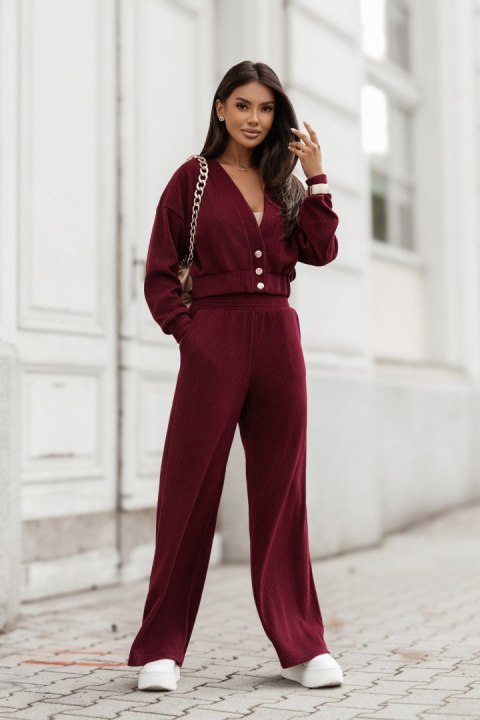 Komplet MEGGI sztruks - Bordo - M/L