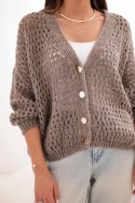 Sweter damski ażurowy oversize zapinany na guziki fango