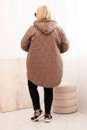 Kurtka damska Plus Size pikowana z kapturem i napisem HOPE fango