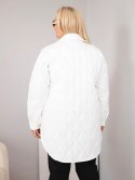 Kurtka damska Plus Size pikowana z kołnierzem i kieszeniami biała