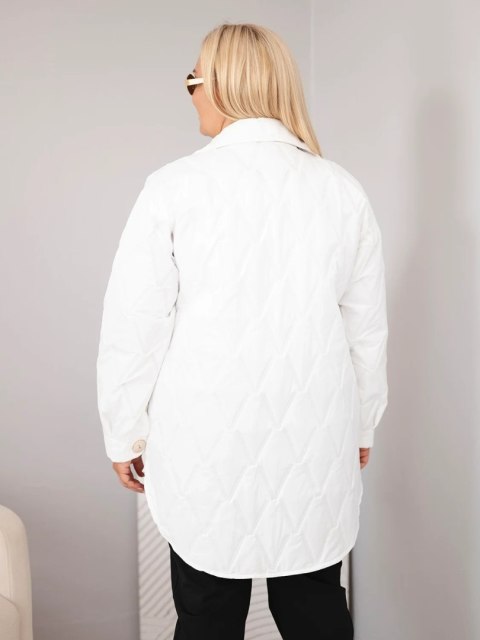 Kurtka damska Plus Size pikowana z kołnierzem i kieszeniami biała