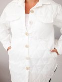Kurtka damska Plus Size pikowana z kołnierzem i kieszeniami biała