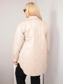 Kurtka damska Plus Size pikowana z kołnierzem i kieszeniami ciemno beżowa