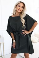 287-46 SOFIA Kobieca sukienka typu motyl z wiązaniem w pasie - ciemny khaki Numoco