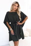 287-46 SOFIA Kobieca sukienka typu motyl z wiązaniem w pasie - ciemny khaki Numoco