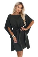 287-46 SOFIA Kobieca sukienka typu motyl z wiązaniem w pasie - ciemny khaki Numoco