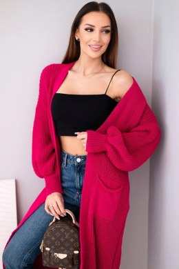Sweter długi kardigan fuksja