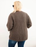 Sweter damski Plus Size z kieszeniami bez zapięcia mocca