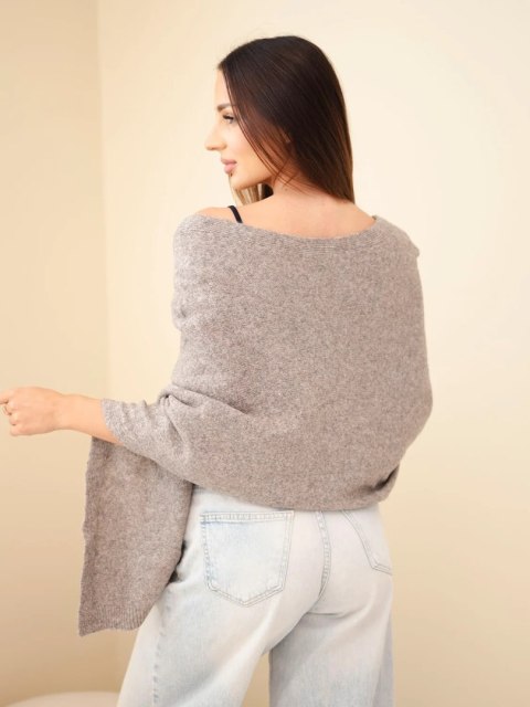 Sweter damski ponczo z baby alpaki z guzikami fango