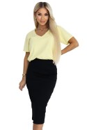 667-1 Dopasowana spódnica midi w prążki z wysokim stanem - czarna Numoco basic