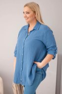 Koszula bawełniana muślinowa Plus Size jeansowa