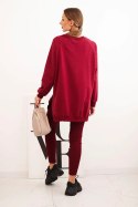 Komplet damski bawełniany bluza i legginsy z napisem Minimal bordowy