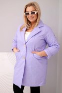 Kurtka damska Plus Size pikowana z ozdobnymi guzikami i kołnierzem jasno fioletowa