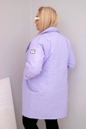 Kurtka damska Plus Size pikowana z ozdobnymi guzikami i kołnierzem jasno fioletowa