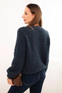 Sweter damski z miękkiego moheru granatowy