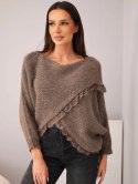 Sweter damski asymetryczny z koronkową wstawką fango