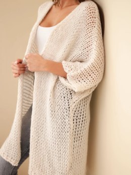 Sweter damski oversize o luźnym splocie bez zapięcia beżowy