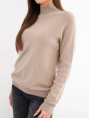 Sweter damski z półgolfem i długim rękawem camelowy